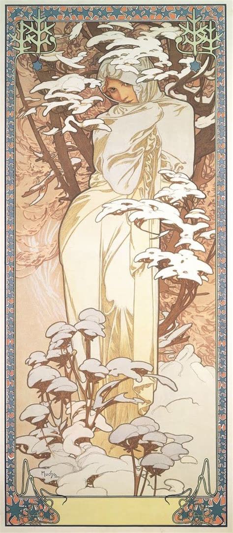 The Seasonswinter A Mucha Arte Dellillustrazione Poster