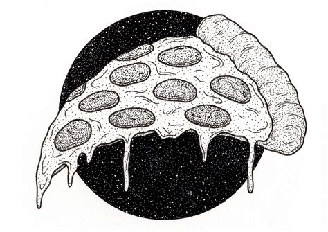 Pizza 5x7 Ink Drawing Rdrawing