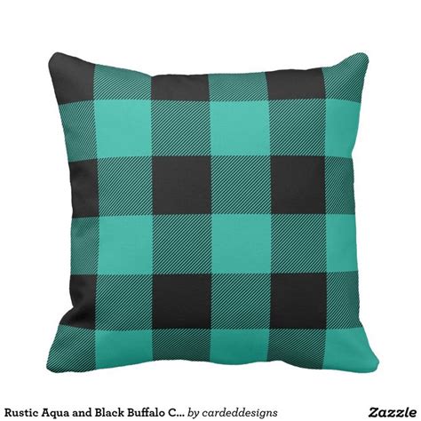 Rustic Aqua And Black Buffalo Check Plaid Outdoor Pillow Zazzle