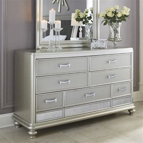 Choosing a dresser height for a child can prove to be difficult because. Ashley Furniture Coralayne 7 Drawer Dresser in Silver ...