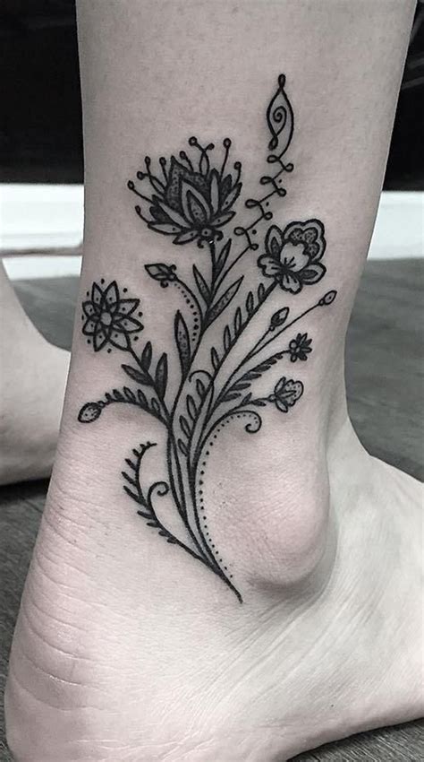 20 Stunning And Beautiful Flower Ankle Tattoos Girlicious Beauty