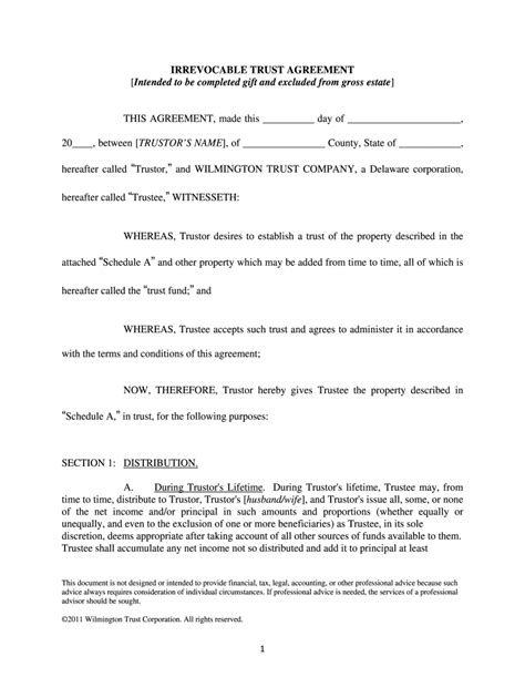 Free Printable Irrevocable Trust Form Printable World Holiday
