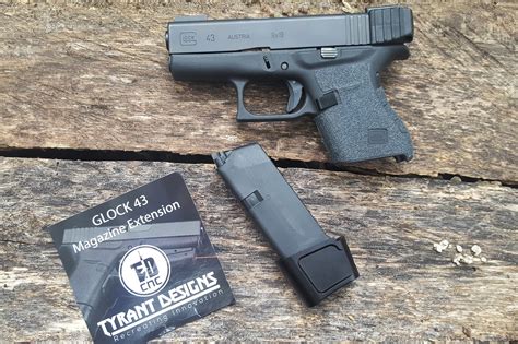 tyrant designs glock 43 3 mag magazine extension and gen4 and gen5 glock extended magazine