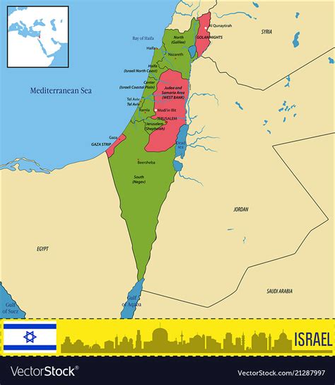A look at the map of jerusalem and the surrounding areas. Israel map Royalty Free Vector Image - VectorStock