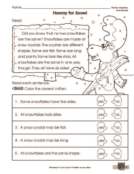 Science Worksheet Winter Weather Snow The Mailbox Winter Science