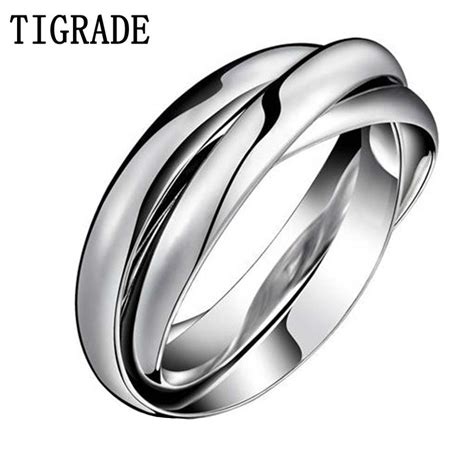 Multi Layer Stainless Steel Ring Women High Polished Silver Triple Dome