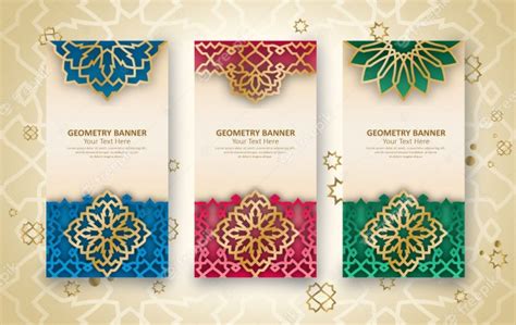 Premium Vector Set Of Arabic Islamic Themed Banners With Traditional