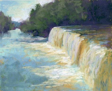 Up Up And Away Pastel Waterfall Painting Marie Marfia Fine Art