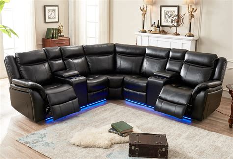 Buy Power Recliner Sofa Sectional Couches With Led Light Leather