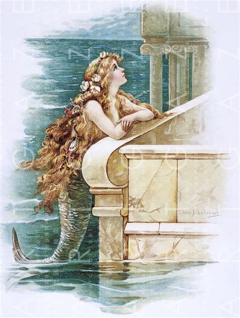 Gorgeous Little Mermaid Victorian Illustration Vintage Etsy