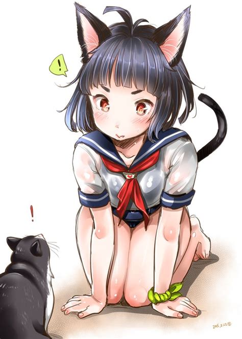 Anime Picture Search Engine Ahoge All Fours Animal Ears Barefoot