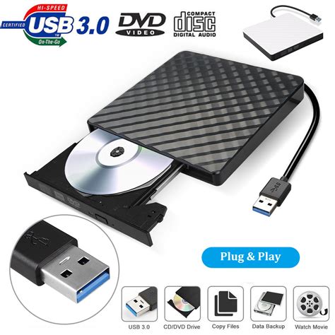 External Dvd Drive Usb 30 Eeekit Portable Cd Dvd Rw Optical Drive
