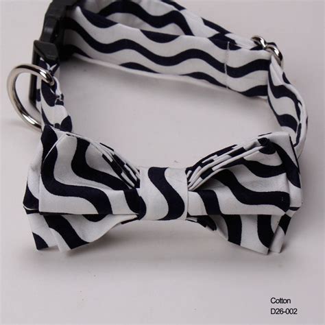 New Design Black And White Waves Cotton Pet Dog Collar Bow Ties D26 002