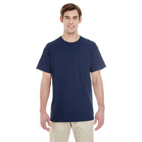 Gildan Mens Navy Heavy Cotton 53 Oz Pocket T Shirt