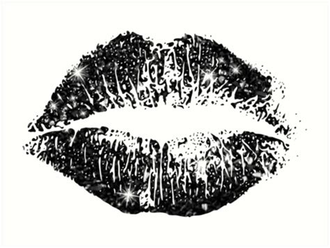 Stylish Black Glitter Lips Art Print By Enhan Redbubble