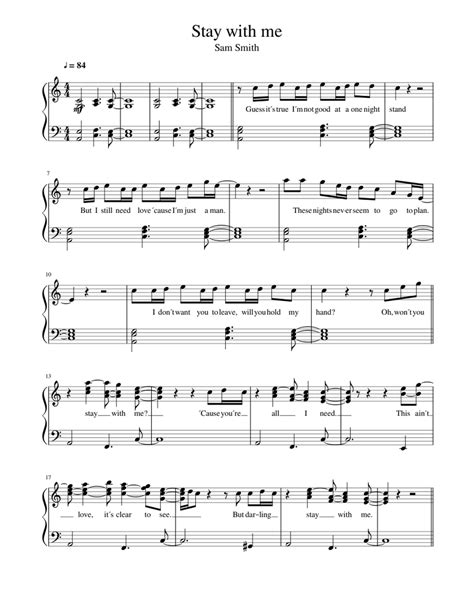 Stay With Me Sheet Music For Piano Solo