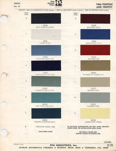 1966 Pontiac Color Chart