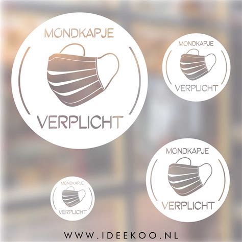 Het dragen van een mondkapje wordt verplicht op drukke plekken in amsterdam en rotterdam. Mondkapje verplicht herbruikbaar sticker statisch vinyl ...