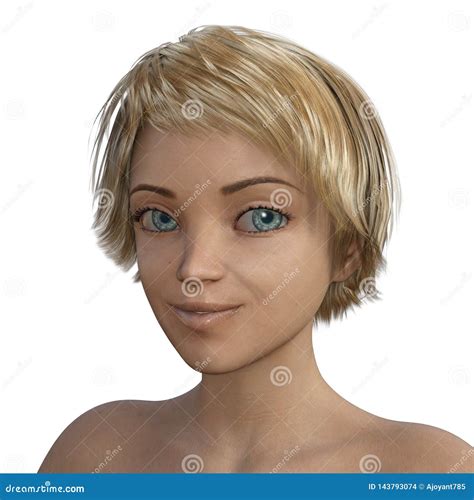 ritratto biondo realistico della ragazza di 3d toon fotografia stock illustrazione di