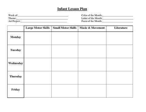 Lesson Plans for toddlers Template Luxury Infant Blank Lesson Plan Sheets | Lesson plans for ...