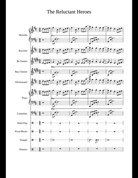 The Reluctant Heroes Sheet Music For Clarinet Piano Percussion