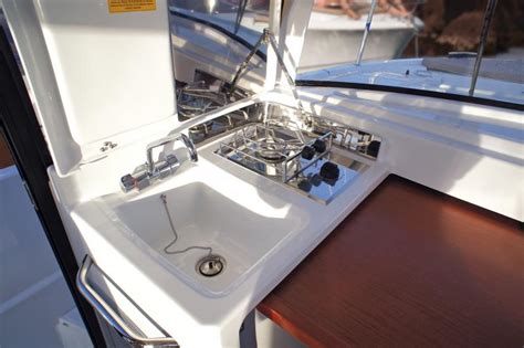 Interior joinery to a very high standard in teak. Merry Fisher 855 Marlin | Jeanneau Boats