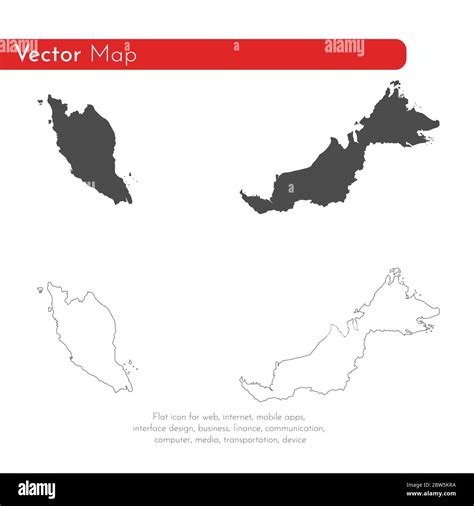 Vector Map Malaysia Isolated Vector Illustration Black On White