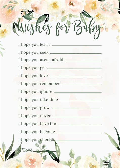 Baby Shower Wishes For Baby Card Baby Shower Easy