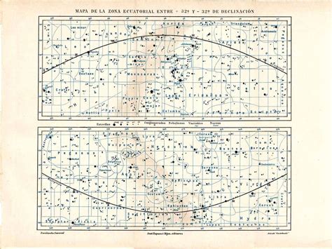 Constellations Map Of The Equatorial Zone Astronomy Star Etsy