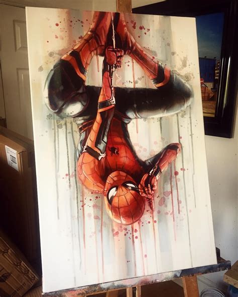 New Spidey😀 20x30 Original Oil And Acrylic On Canvas Spiderman