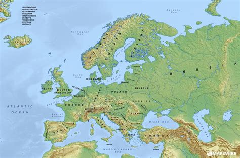Physical Map Of Europe Labeled Blank World Map Images