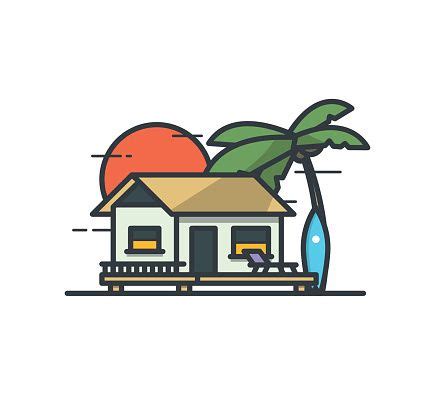 Clipart vector by milla74 2 / 1,934 bungalow house on water icon thin line vector eps vectors by pikepicture 0 / 0 beach bungalow logotype vector clipart by krugli 2 / 57 vector isometric modern house clip art vector by tele52 2 / 65 bungalow sign clipart vector by arlatis 4 / 287 freehand drawings of bungalow clipart vector by kynata 1 / 222. Tropical surf Bungalow. Vector outline flat illustration ...