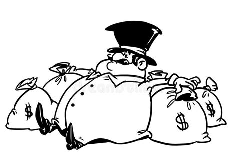 Fat Rich Man Sitting Hold Bags Of Money Stocks Finance Stock