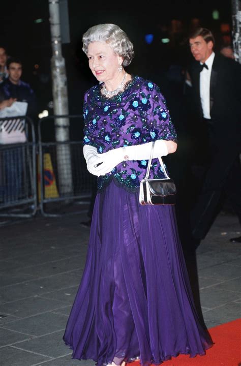 Elizabeth Ii In A Purple Gown At The Royal Variety Performance In 1995 Queen Elizabeth Queen