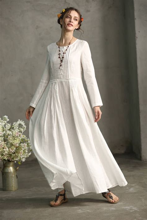 White Dress Linen Dress Maxi Dress White Linen Dress White Maxi