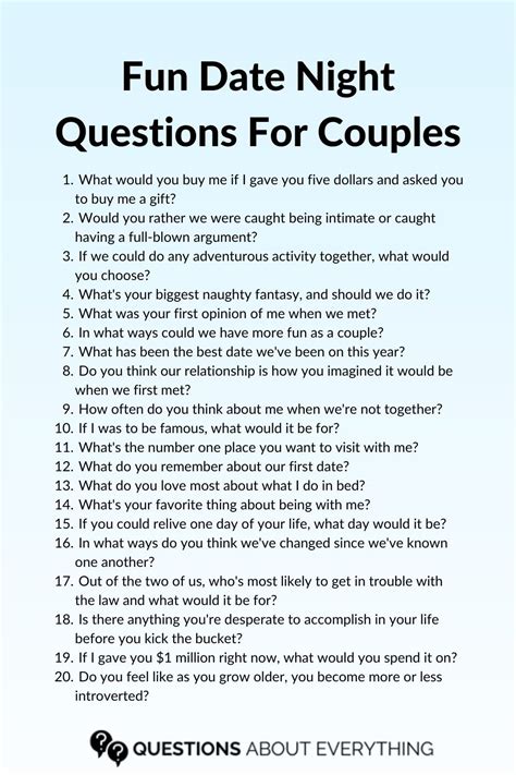 fun date night questions for couples date night questions romantic date night ideas
