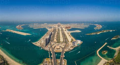 Panoramic Aerial View Of The Palm Jumeirah Island In Dubai Uae