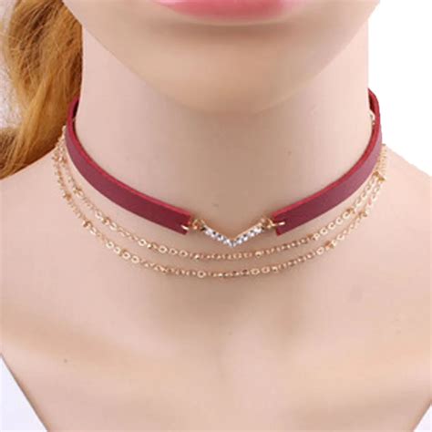 Vintage Multilayer Velvet Choker Necklaces For Women V Shape Pendant