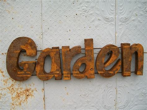 Rusty Metal 3d Garden Sign Decorative Wall Art