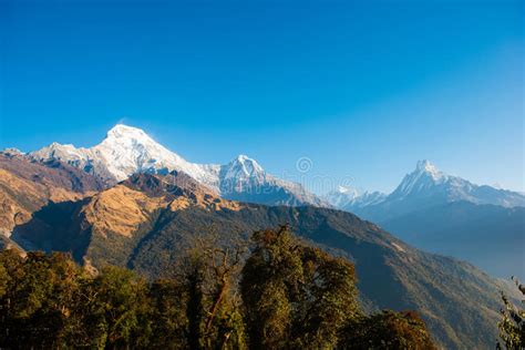Beautiful Snow Mountain Of Annapurna Himalayan Range Stock Image