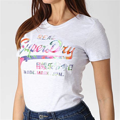 Superdry Tee Shirt Femme Floral Vintage Logo Photo Tropical Infill