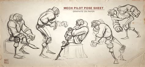 Drew Hill Mech Pilot Pose Sheet