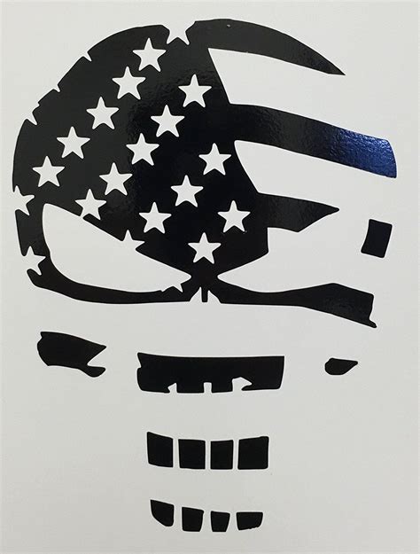 Cmi280 Skull Punisher Flag Decal Sticker Black Vinyl