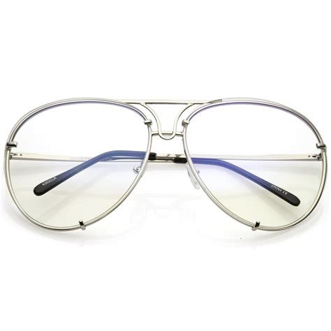 oversize industrial design clear flat lens aviator glasses zerouv
