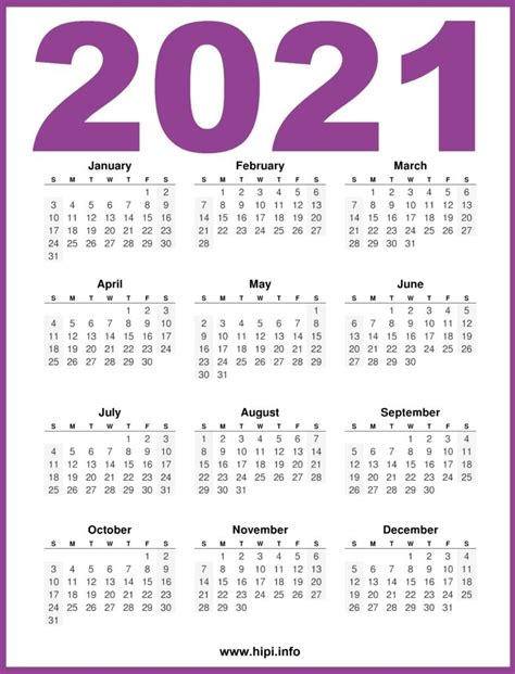 2 free printable 2021 yearly calendar templates. 12 Month Calendar 2021 Printable - Template Calendar Design
