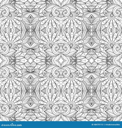 Seamless Monochrome Floral Pattern Vector Stock Vector Illustration