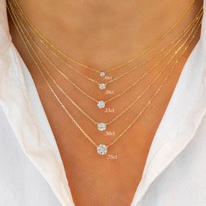 14k Or 18k Solid Gold Necklace Natural Diamond Floating Etsy Australia