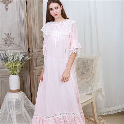 Autumn Sleepwear Women Night Gown Home Wear Sleep Shirt Robe Dress