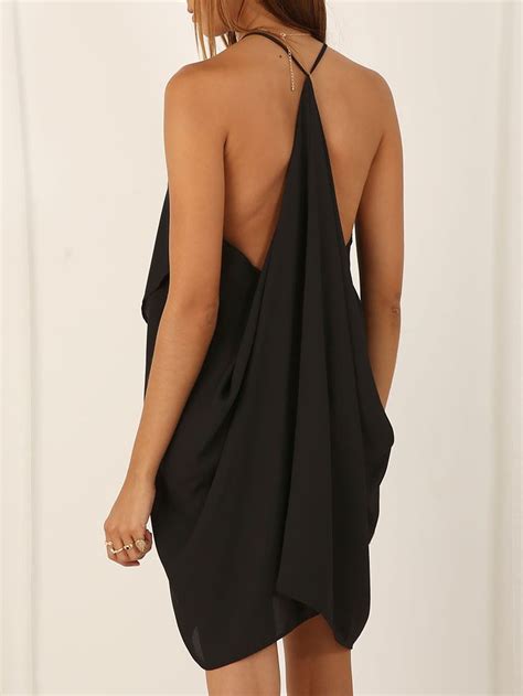 Black Spaghetti Strap Backless Asymmetric Dress Classy Outfits Girl Outfits Cute Outfits
