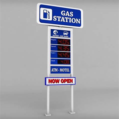 Gas Station Price Sign Totem Low Poly 3d Models In Miscellaneous 3dexport